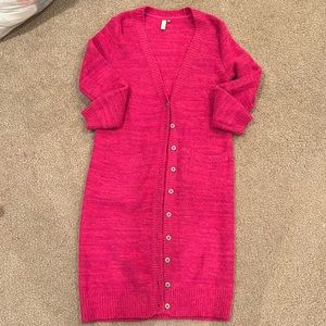NWOT Long Pink Duster Cardigan Size Small